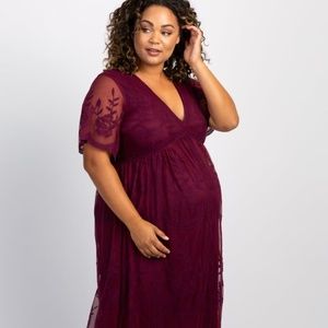 PinkBlush burgundy lace maxi maternity dress size 1X